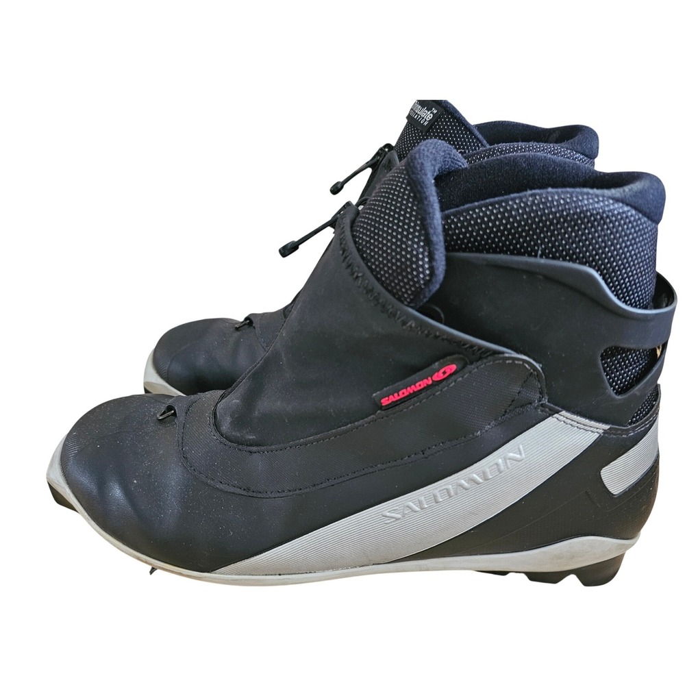 Salomon Cross Country Ski Boots‎ SNS Black Silver Thinsulate Zip Shroud Mens 13